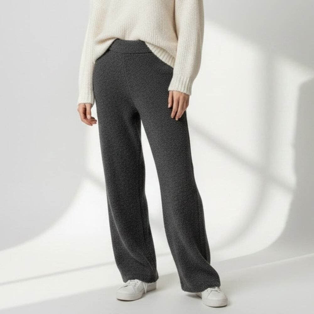 Aerie Cozy Fleece Loungewear Pants NWT Women's Sz S Charcoal Gray Wide Leg